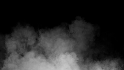 Abstract misty fog on isolated black background. Smoke stage studio. Texture overlays. The concept of aromatherapy.