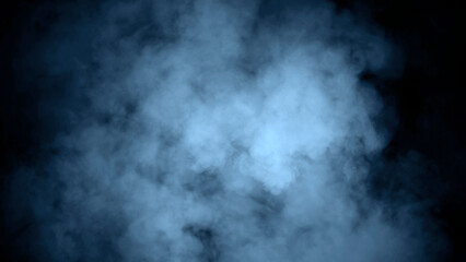 Abstract misty fog on isolated black background. Smoke stage studio. Texture overlays. The concept of aromatherapy.
