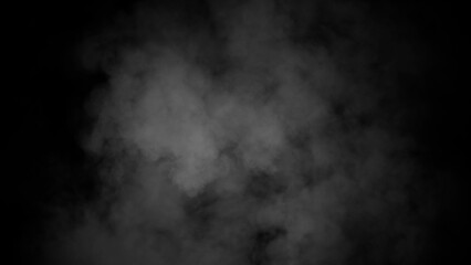 Abstract misty fog on isolated black background. Smoke stage studio. Texture overlays. The concept of aromatherapy.