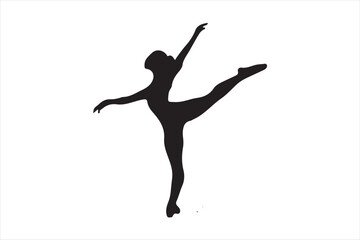 Dancing Girl Black Silhouette, Isolated, Vector Illustration