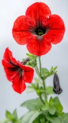 Obraz premium Vibrant Red Petunia Flowers Close up Blooming Nature Botany Garden Floral Plant Bl