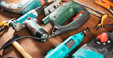 electric drill and architectural tools