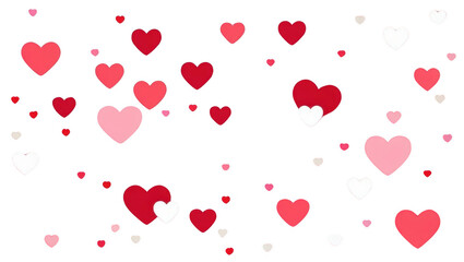 Red, pink and white hearts isolated on transparent background for Valentine's day