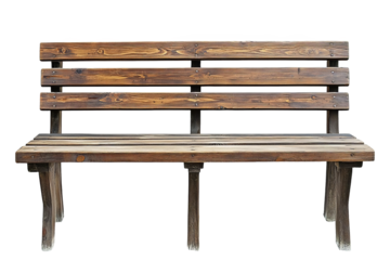 Rustic Wooden Bench Isolated on White Background with Natural Texture