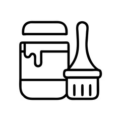 paintbrush cleaning jar icon, paintbrush cleaning jar line art - simple line art of paintbrush cleaning jar, perfect for paintbrush cleaning jar logos and icons and themed design 