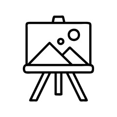 paint easel with landscape icon, paint easel with landscape line art - simple line art of paint easel with landscape, perfect for paint easel with landscape logos and icons and themed design 