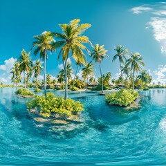 Naklejka premium Tropical Island Paradise 3D Background