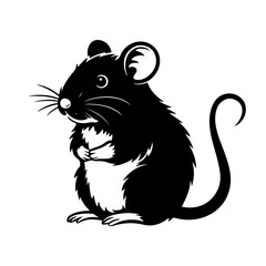 Detailed Rat Silhouette – Elegant Black Vector Illustration