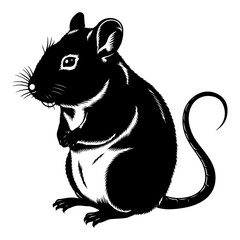 Detailed Rat Silhouette – Elegant Black Vector Illustration