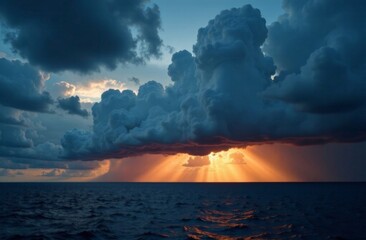 Fototapeta premium Threatening clouds over the ocean. The calm before the storm.