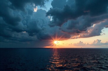 Threatening clouds over the ocean. The calm before the storm.