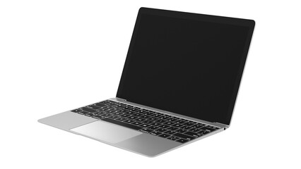 Modern Laptop Open with Blank Screen Isolated on Transparent Background
