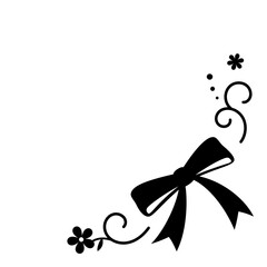 シンプルなリボンと花のかわいい飾り枠のイラスト素材