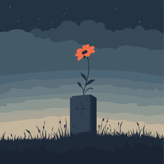 Single Flower on Gravestone