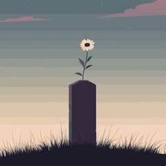 Gravestone with Daisy Tribute