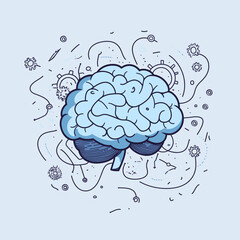 Human Brain with Abstract Patterns in Vector Art