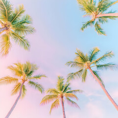Palm Trees Pastel Sky Illustration
