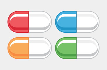 medical pills icon set