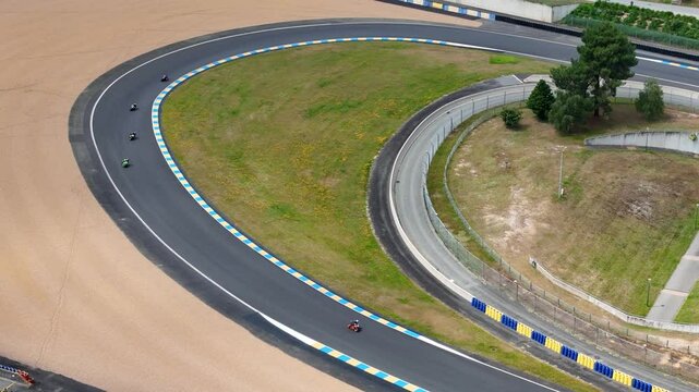 Drone footage of Circuit de la Sarthe in Le Mans, France