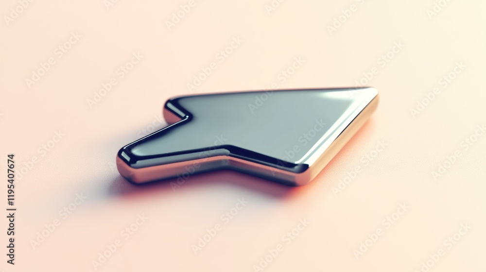 Aufkleber metallic cursor pointer: a 3d render of a shiny cursor