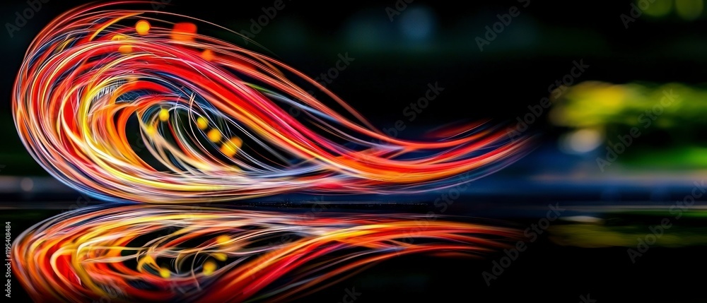 Poster dynamic red light trails abstract background elegant flow design