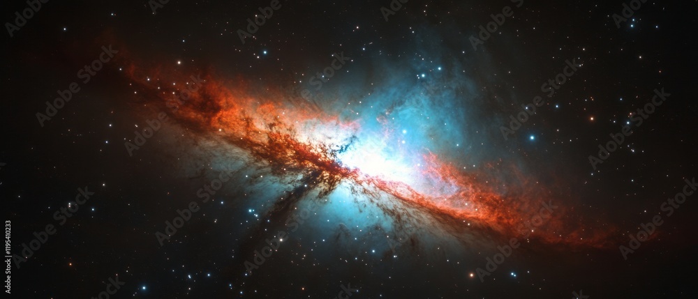 Poster vibrant colors and patterns of a distant galaxy captured in deep space