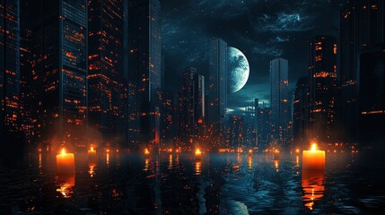 Urban Cityscape Celebrating Earth Hour