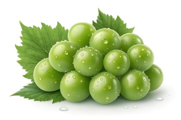 Fresh bunch Shine Muscat grape   isolated on white background