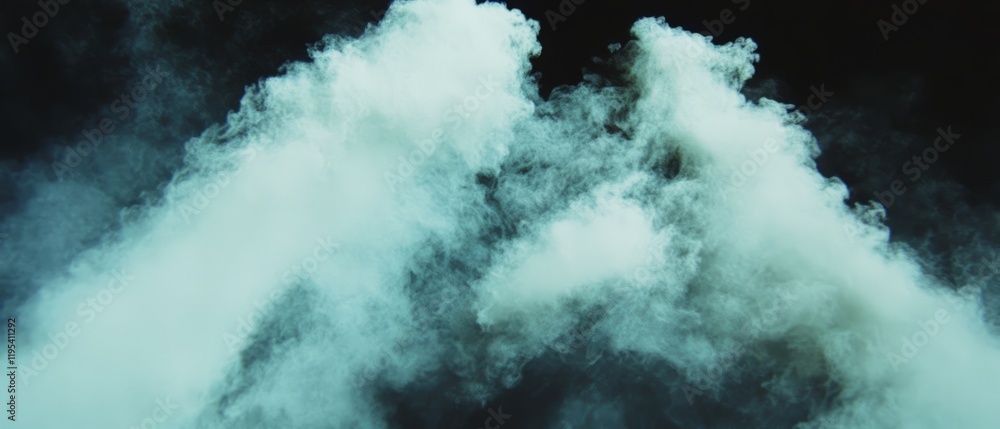 Poster Mysterious clouds of smoke swirl dramatically against a dark background creating an intriguing atmosphere