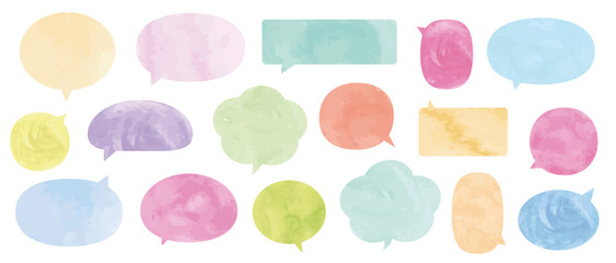 水彩　吹き出し　セット　ベクター　カラフル