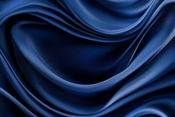 Obraz premium Deep blue silk fabric flows in elegant waves, creating a luxurious and sophisticated texture.