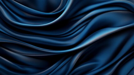 Obraz premium Luxurious deep blue silk fabric dramatically draped, creating a sophisticated and elegant mood. The rich color and flowing texture are captivating.