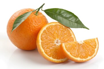 Citrus fruit,Orange, whole and half isolated on white background.
