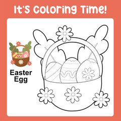 Easter Coloring Page for Kids. Coloring worksheet page. Educational printable coloring worksheet. 