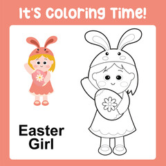 Easter Coloring Page for Kids. Coloring worksheet page. Educational printable coloring worksheet. 