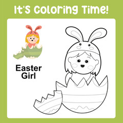 Easter Coloring Page for Kids. Coloring worksheet page. Educational printable coloring worksheet. 
