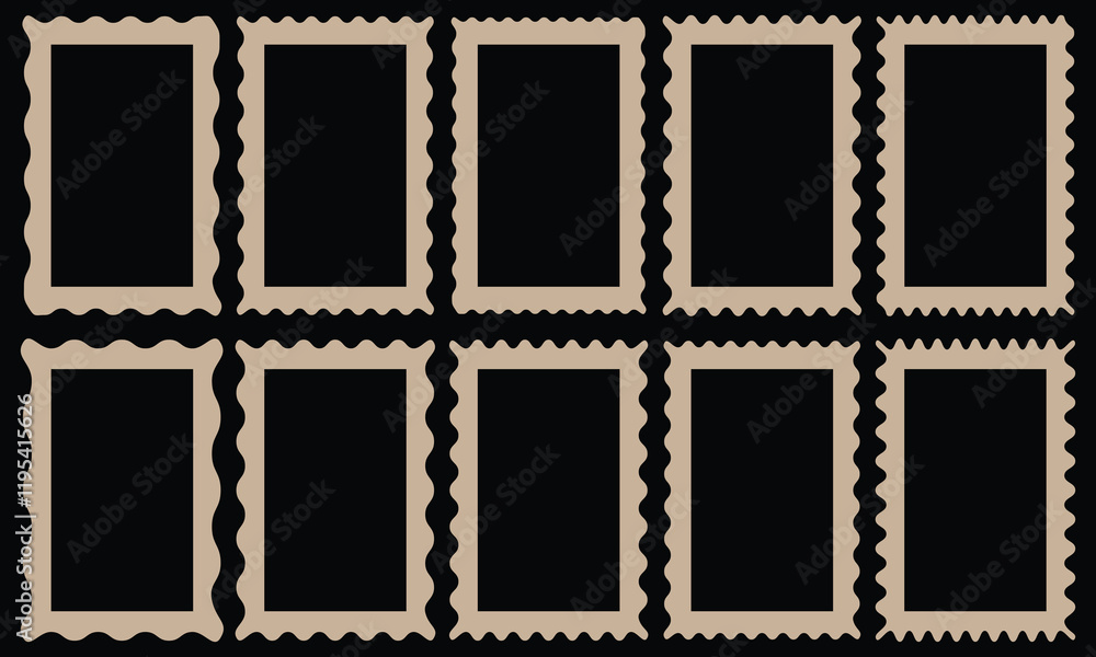 Poster set or rectangular shapes with squiggly borders. geometric zig zag wavy stickers. best frame for you