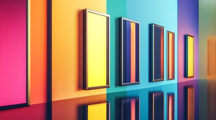 A lineup of meta frames in a data isolated on a colorful background