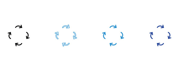 Circular arrows icons vector, set of circular arrows, circle arrows icon set, repeat icon, rotate arrow symbol icon vector set isolated on white background.