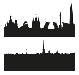 Obraz premium St. Petersburg background, panorama, the background is a silhouette, black