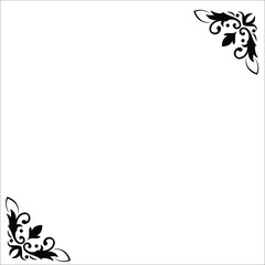 Floral Design A classic black and white floral design element featuring elegant, curved leaves and intricate detailing. Ornamental Perfect for use in decorative borders, logos