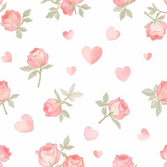 Obraz premium Seamless pattern of pink rose romantic