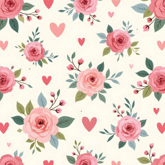 Seamless pattern of pink rose romantic