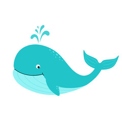 Cartoon whale with fountain.