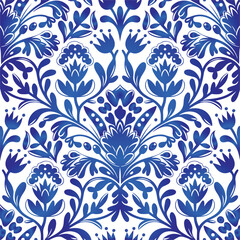 Floral seamless pattern. Flower background. Ornamental russian ethic style