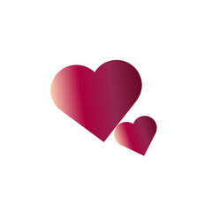 ２つのレッドグラデーションのハート　デコレーション