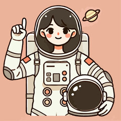 illustration of a famale astronaut