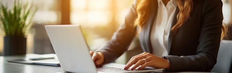 Two professionals discussing a project on a laptop in a modern office. Great for teamwork, leadership, and business themes.