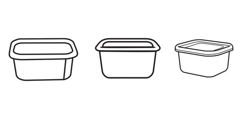 set of food container line, outline vector illustration