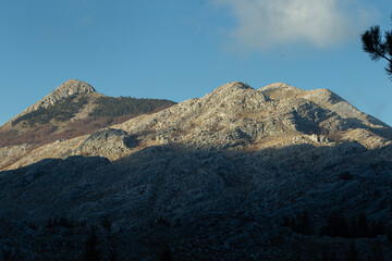 Fototapeta premium Mountain peaks in Lovcen national park. High quality photo